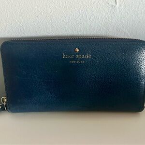 Kate Spade Navy Blue zip around Leather wallet